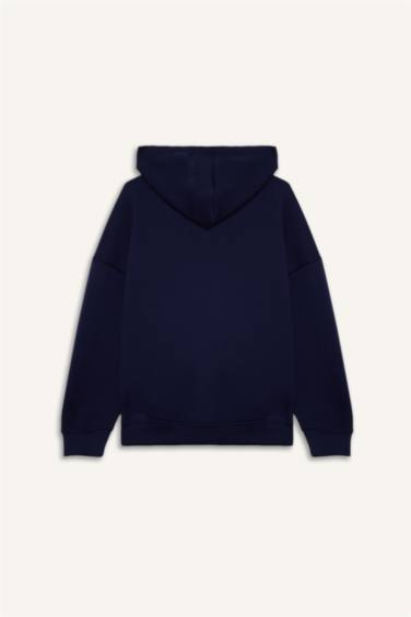 Oversize Geniş Kalıp Kapüşonlu Skuba Dalgıç Kumaş Fermuarlı Sweatshirt