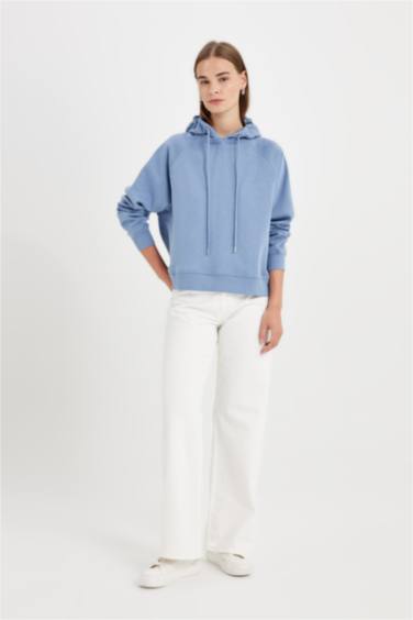 Свитшот оверсайз из плотной ткани с капюшоном