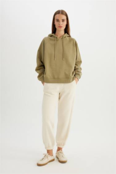 Свитшот оверсайз из плотной ткани с капюшоном