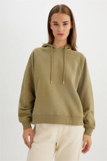 Свитшот оверсайз из плотной ткани с капюшоном