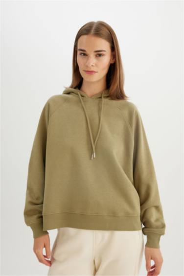 Свитшот оверсайз из плотной ткани с капюшоном