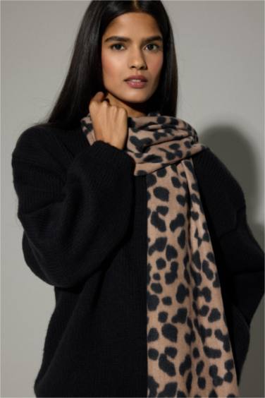 Kadın Leopar Desenli Atkı