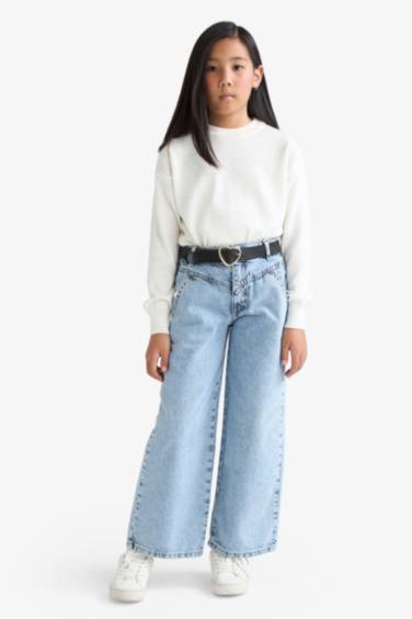 Girl Standard Fit Crew Neck Basic Knitted Pullover