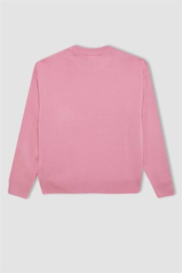 Свитер стандартного кроя с круглым вырезом для девочек