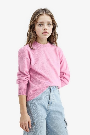 Girl Standard Fit Crew Neck Knit Pullover