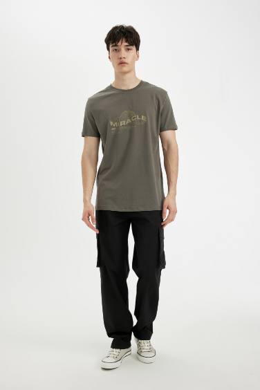 Slim Fit Crew Neck Printed Short Sleeve T-Shirt