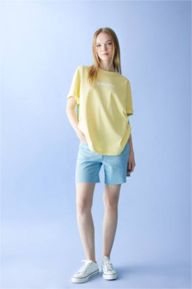 T-Shirt Oversize à manches courtess imprimé à Col Rond