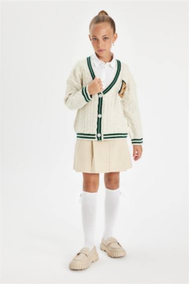 Кардиган с V-образным вырезом для девочек, Школьная коллекция