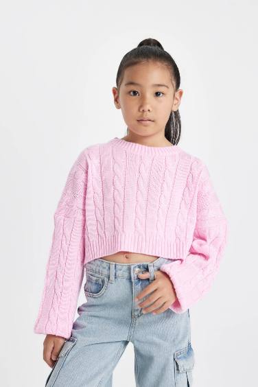 Girl Crew Neck Crop Pullover