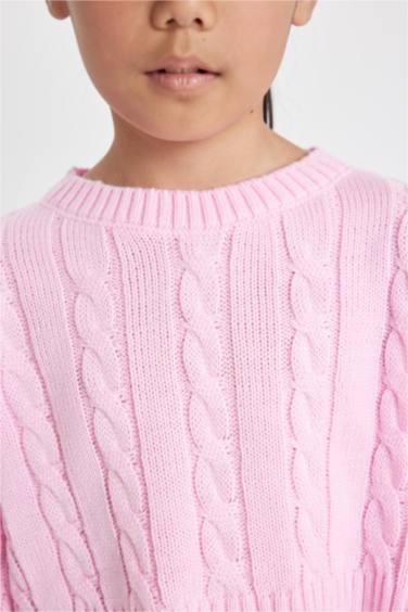 Свитер кроп с круглым вырезом для девочек