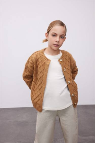 Кардиган с круглым вырезом для девочек