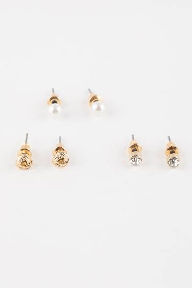 Woman 3 Piece Gold Earrings