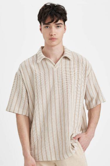 Oversize Fit Polo Collar Short Sleeve Shirt