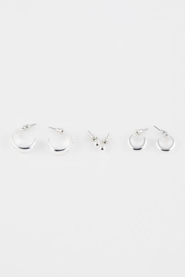 حلق حريمي فضي - 3 قطع