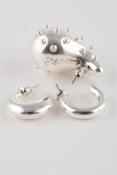 Woman 3 Piece Silver Earrings