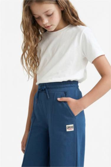 Kız Çocuk Wide Leg Geniş Paça Beli Lastikli Eşofman Altı