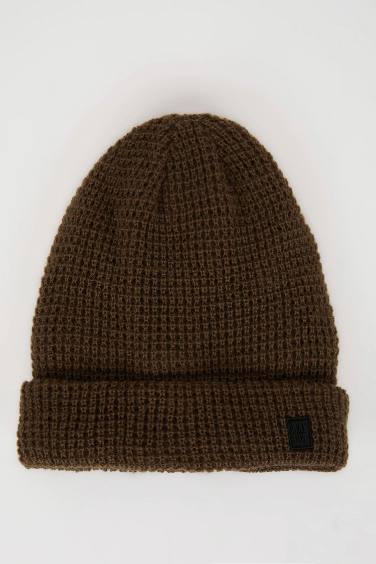 Erkek Etiket Baskılı İçi Polarlı Bere