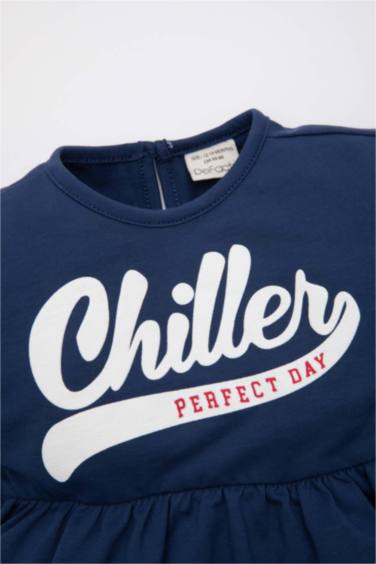 Сәби Қыз дөңгелек жаға қысқа жеңді Трикотаж көйлек