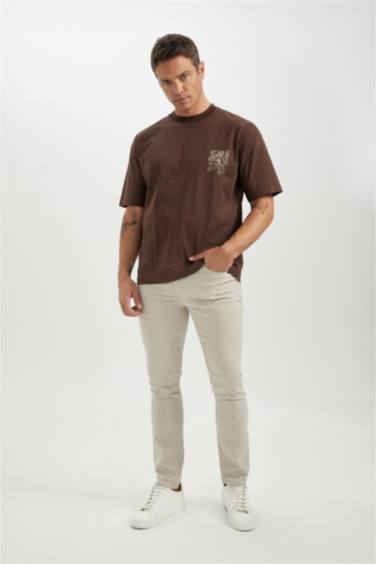 Oversize Fit Crew Neck Back Printed T-Shirt