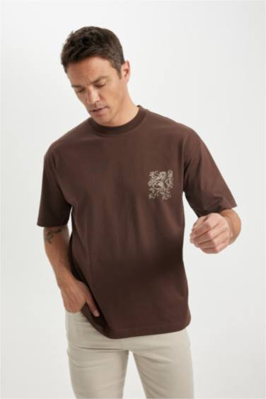 Oversize Fit Crew Neck Back Printed T-Shirt