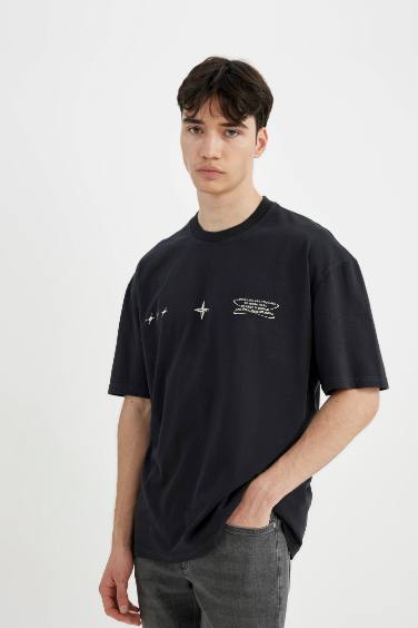 Oversize Fit Crew Neck Back Printed T-Shirt