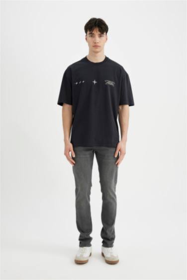 Oversize Fit Crew Neck Back Printed T-Shirt