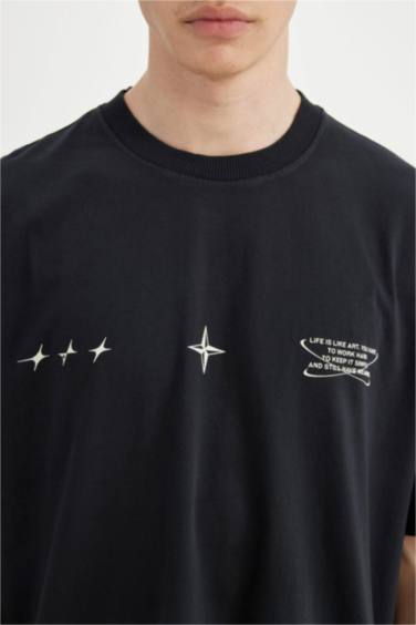 Oversize Fit Crew Neck Back Printed T-Shirt