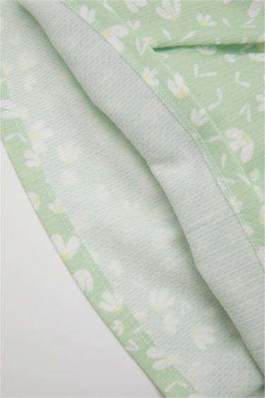 فستان بناتي فلورال قصة عادية بدون ردن بياخة مستديرة