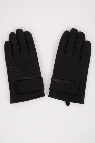 Man Faux Leather Gloves