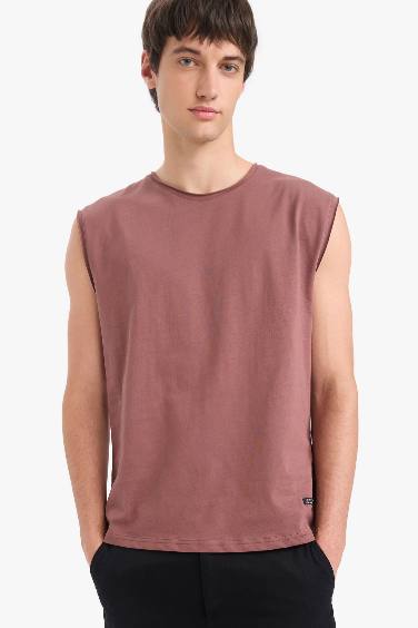 Cotton Boxy Fit Crew Neck Basic Tank Top
