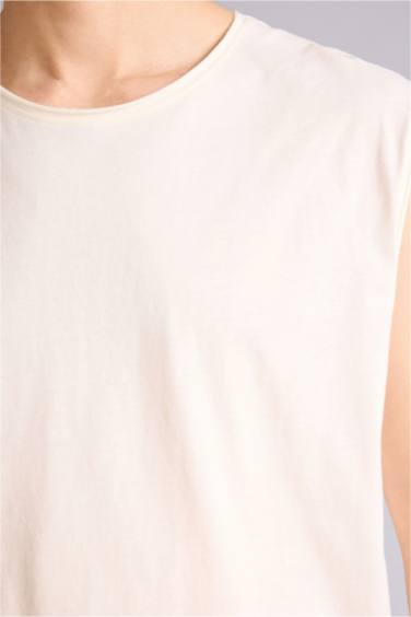 Boxy Fit Crew Neck Basic Cotton Tank Top