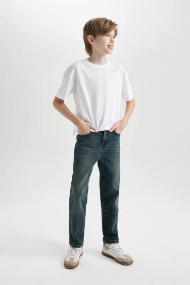 Erkek Çocuk Straight Fit Düz Paça Cepli Jean Pantolon