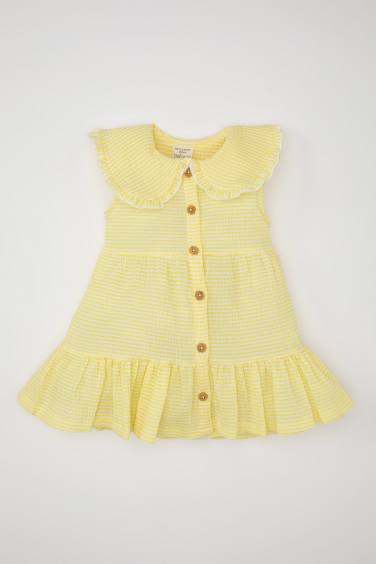 Baby Girl Striped Sleeveless Poplin Dress