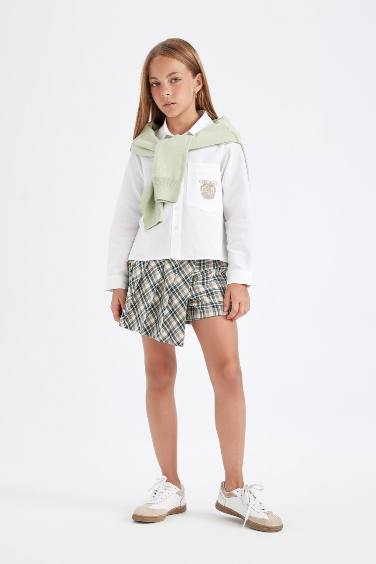 Юбка-шорты в клетку для девочек, Школьная коллекция
