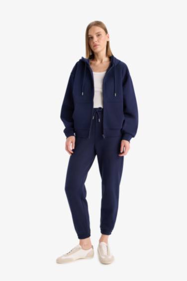 Relax Fit Hooded Basic Thick Fabric Cardigan