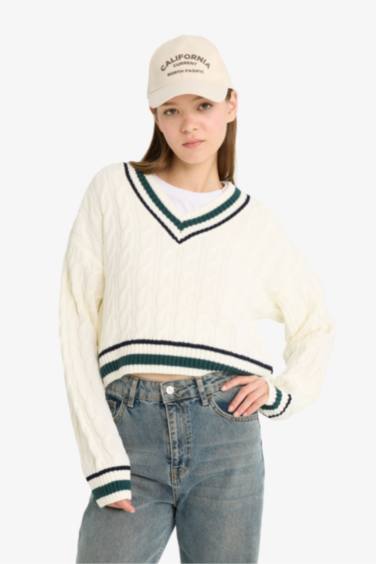 Regular Fit V Neck Knit Pullover