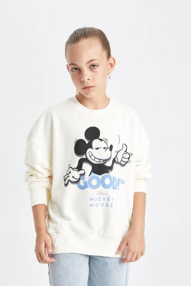 Sweat-shirt Oversize à Col rond Mickey & Minnie pour Fille