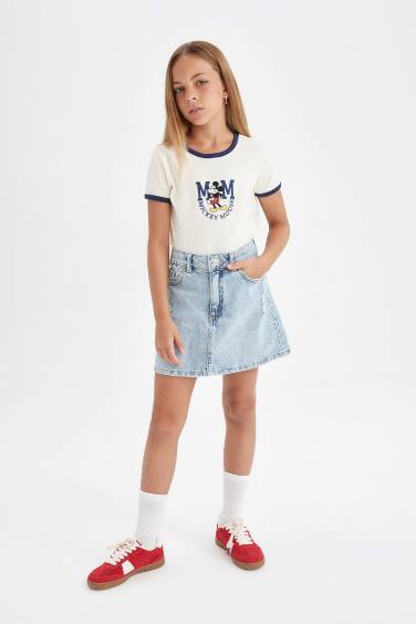 T-Shirt à Manches Courtes Mickey & Minnie à Col Rond pour Fille