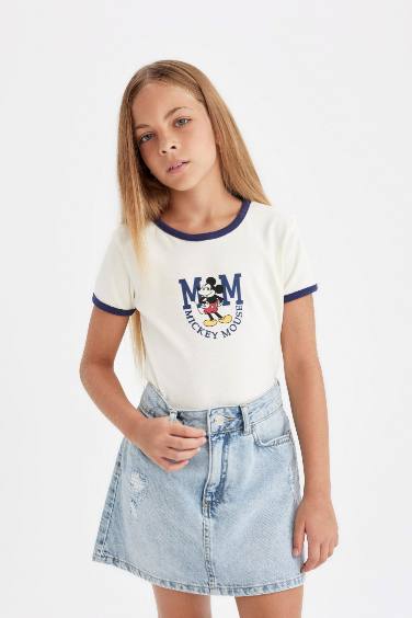 T-Shirt à Manches Courtes Mickey & Minnie à Col Rond pour Fille