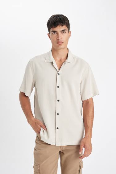 Chemise décontractée à Manches Courtes en Coton Col Polo