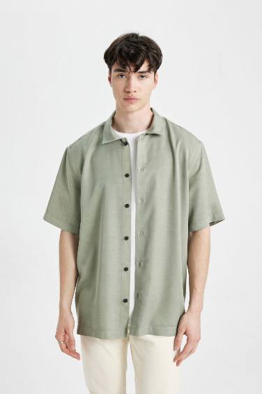 Chemise décontractée à Manches Courtes en Coton Col Polo