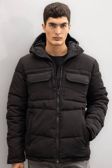 Manteau à capuche à Coupe Slim zippé