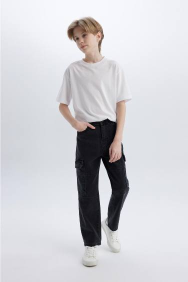 Erkek Çocuk Kargo Fit Jean Pantolon