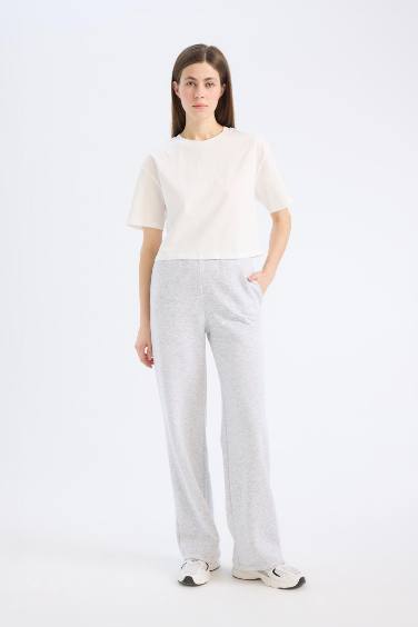 تيشيرت اوفر سايز من جيرسي برقبة مستديرة