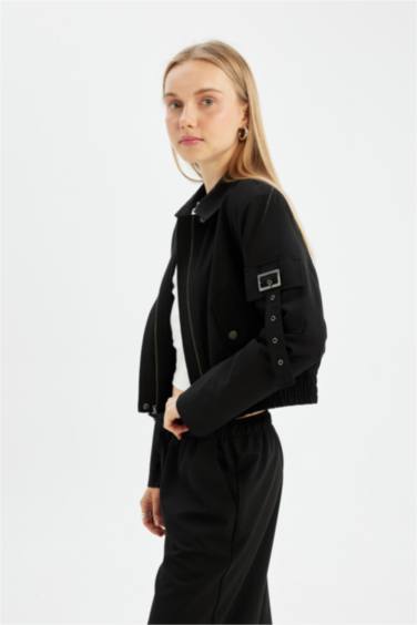 بليزر بياقة جاكيت أسود