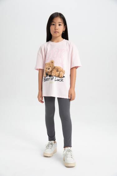 Girl Teddy Bear Printed T-Shirt Long Leggings 2 Piece Set