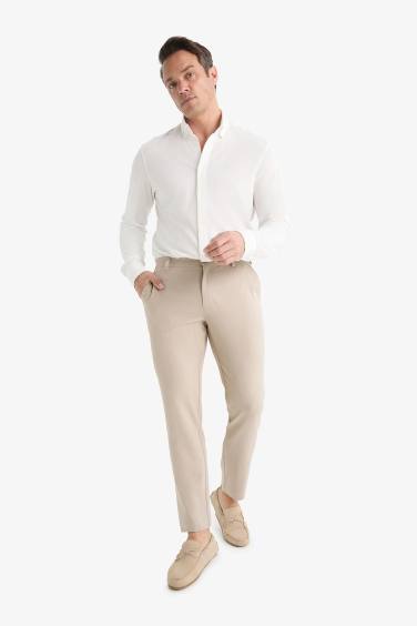 Tailored Fit Düz Paça Her Yöne Esneyen Yumuşak Tuşe Cepli Pantolon