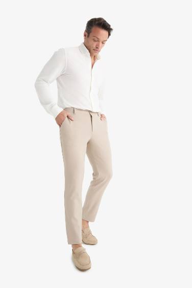 Tailored Fit Düz Paça Her Yöne Esneyen Yumuşak Tuşe Cepli Pantolon