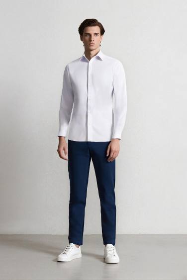 Tailored Fit Normal Kesim Düz Paça Her Yöne Esneyen Yazlık Kumaş Pantolon