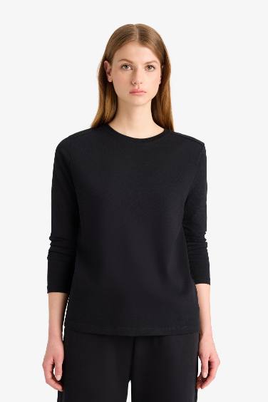 Regular Fit Crew Neck Basic Premium Long Sleeve T-Shirt